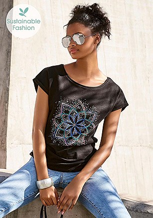 Graphic Flower Top product image (X34504-BK_1)