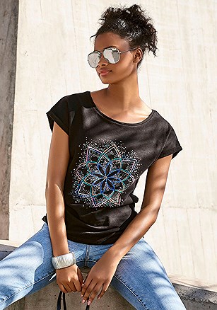 Graphic Flower Top product image (X34504.BK.P13)