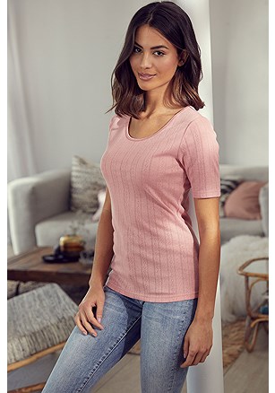 Textured Short Sleeve Top product image (X34533RS_1)