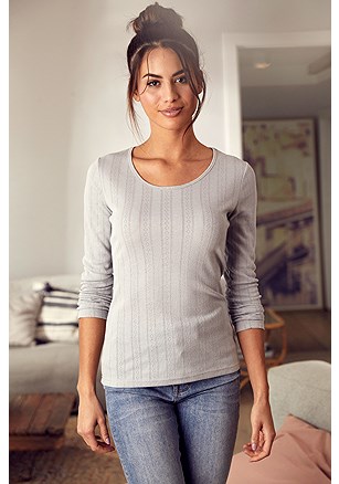 Textured Long Sleeve Top product image (X34534GY_1)