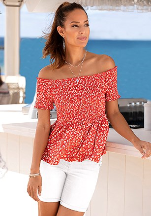 Smocked Off Shoulder Blouse product image (X34539.RDPR.1.G061125)