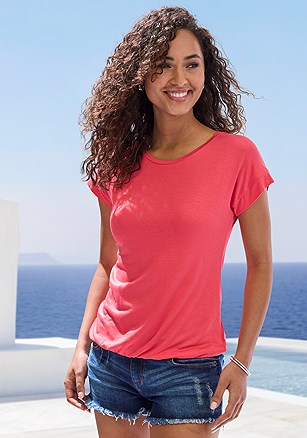 Round Neckline Short Sleeve Top product image (X34546.CO.2)