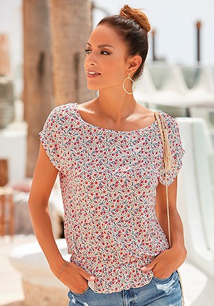 Floral Short Sleeve Top product image (X34579MUPR_1)