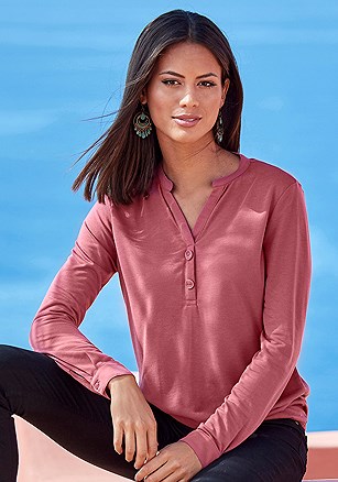 Button Detail Long Sleeve Top product image (X34593.MV.1)
