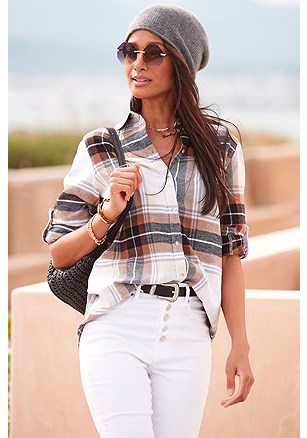 Button Down Flannel Blouse product image (X34615.BRMU.1)