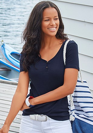 Short Sleeve Henley Top product image (X34625NV_1)