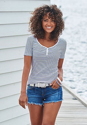 Short Sleeve Henley Top product image (X34625WHST_1)
