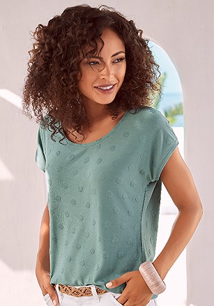 Textured Polka Dot Top product image (X34627MINT_1)