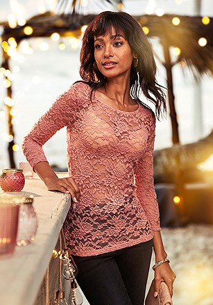 Lace 3/4 Sleeve Top product image (X34629RS_1)