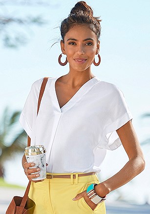 V-Neck Blouse product image (X34647.WH.1.A)