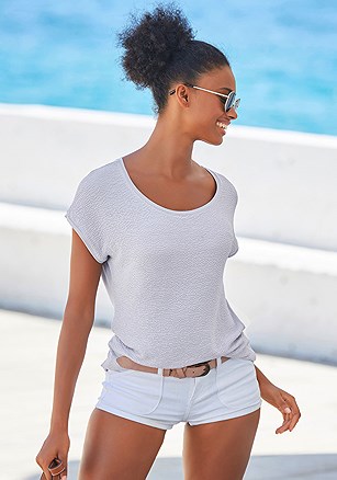Structured Short Sleeve Top product image (X34652.LB.1.A61)
