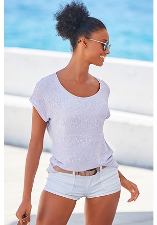 Structured Short Sleeve Top product image (X34652.LB.1)