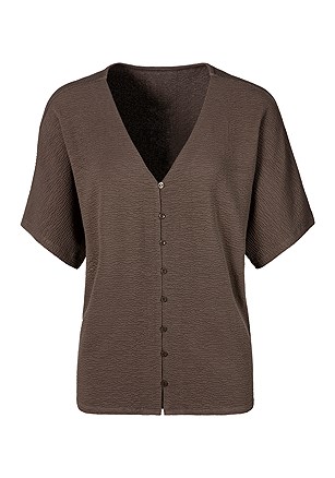 Button Down V-Neck Top product image (X34656.KH.3.A)