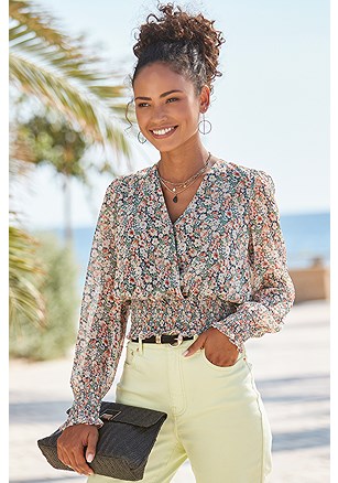 Smocked Floral Print Blouse product image (X34675.MUPR.1.MD)
