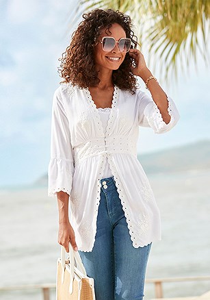 Scalloped Crochet Detail Blouse product image (X34729.WH.1.G070924)