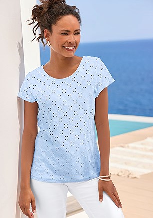 Eyelet Short Sleeve Top product image (X34743.LB.1.I030926)