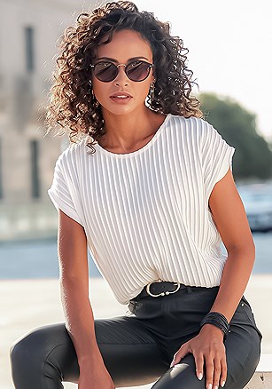 Textured Short Sleeve Top product image (X34744.IV.1.L012924)