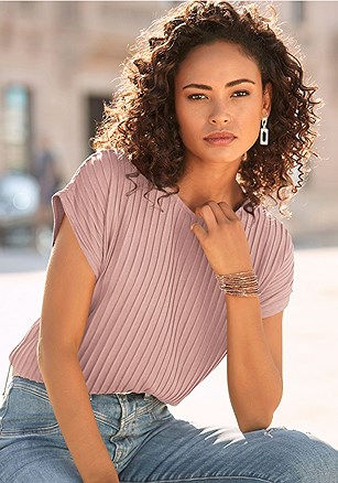 Ribbed Short Sleeve Top product image (X34744.MV.1)