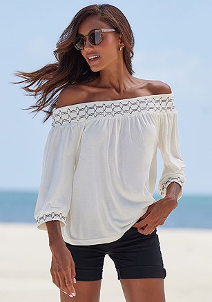 Embroidered Off Shoulder Blouse product image (X34748.CR.1)