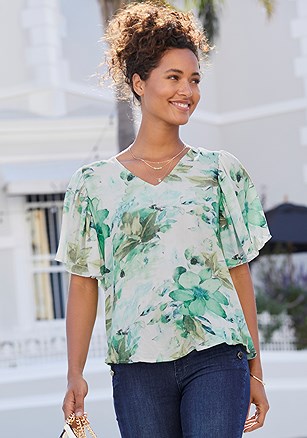 Floral Flutter Sleeve Blouse product image (X34790.BLMU.2)