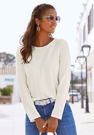 Textured Long Sleeve Top product image (X34795.IV.1.MD)