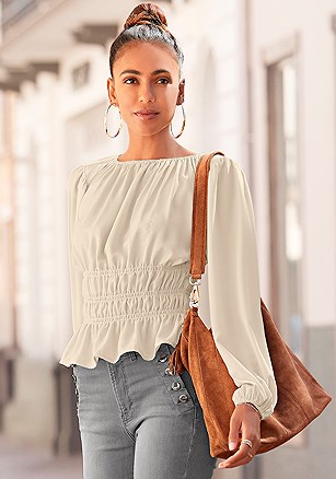 Smocked Waist Blouse product image (X34798.IV.1)