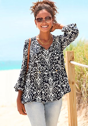 Long Sleeve Print Blouse product image (X34859.NVBE.1L)