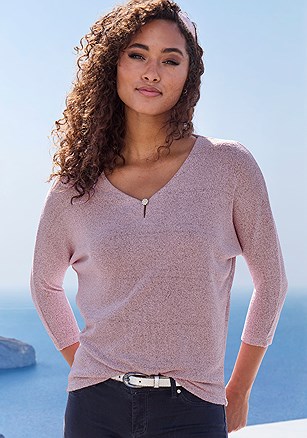 Button Detail Sweater Knit Top product image (X34888.LI.1)