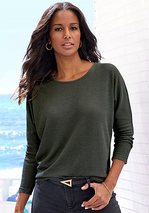 Long Sleeve Knit Top product image (X34890.DKGN.1.L091625)