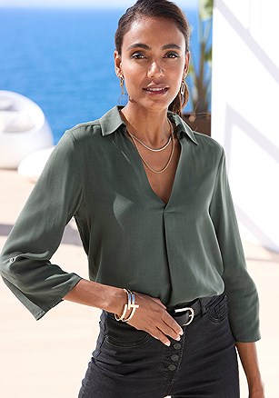 Collared Blouse product image (X34898.TEAL.1)