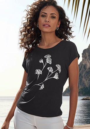 Metallic Graphic Print T-Shirt product image (X34906.BK.1)