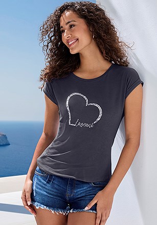 Graphic Print Short Sleeve Top product image (X34908.NV.1G)