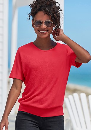 2 Pk Slub Knit Short Sleeve Tops product image (X34921.RDNV.1)