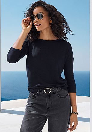 3/4 Sleeve Casual Top product image (X34924.BK.1)