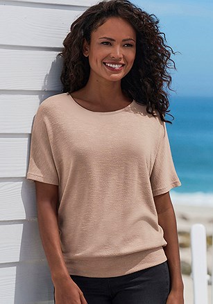 Slub Knit Short Sleeve Top product image (X34926.BE.1)