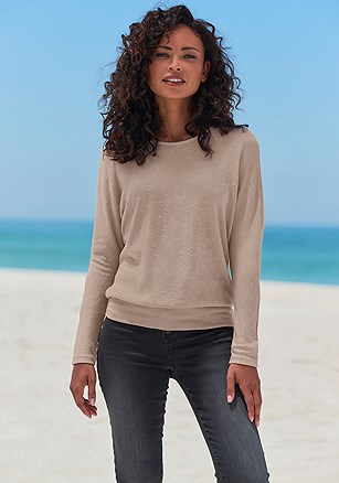 Slub Knit Long Sleeve Top product image (X34927.BE.1)