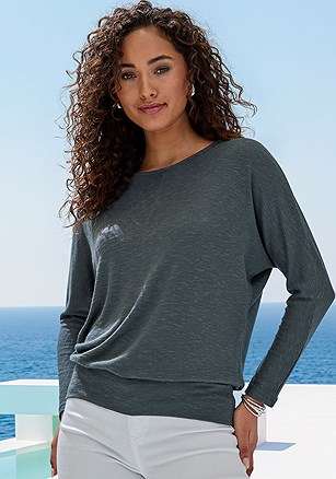 Slub Knit Long Sleeve Top product image (X34927.GYGR.1)