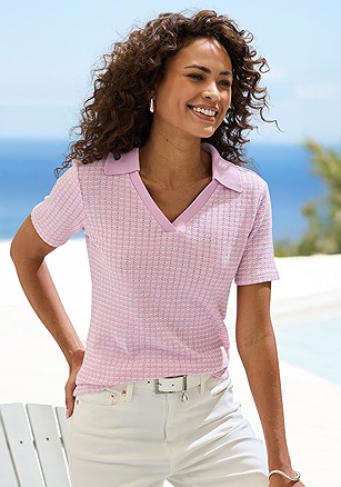 Textured Knit Polo Shirt product image (X34958.RSIV.1.B022526)