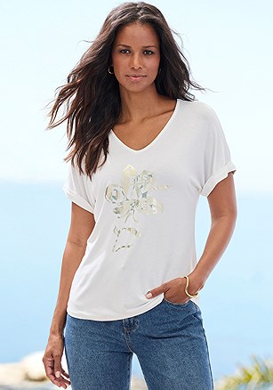 Metallic Graphic Print Top product image (X34970.IV.1)