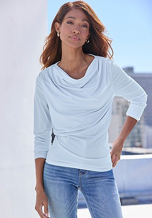 Draped Cowl Neck Top product image (X34984.LB.1.KC102826)
