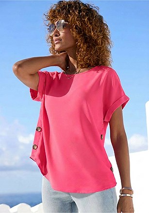 Side Button Detail Blouse product image (X34987.PK.1)