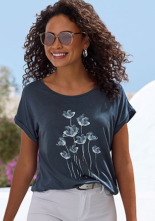 Short Sleeve Graphic Print Top product image (X34998.NV.1)