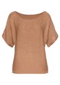 Beige Short Sleeve Knit Sweater X36019 - alt image - 3