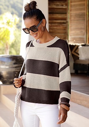 Striped Long Sleeve Sweater product image (X36076.SABR.1)