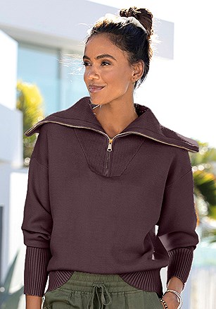 Oversized Zip Collar Sweater product image (X36086.AB.P13)