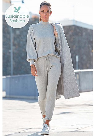 Casual Drawstring Pants, Bishop Sleeve Sweater product image (X36088GY_X38218GY_11)