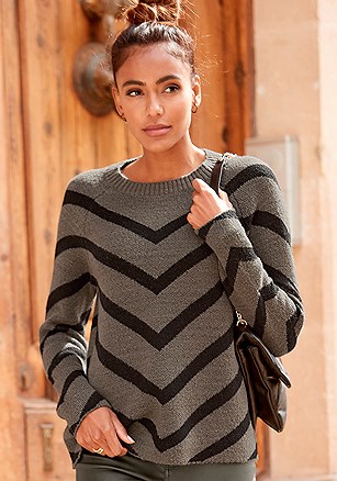 Geometric Stripe Sweater product image (X36130.KHMU.1)