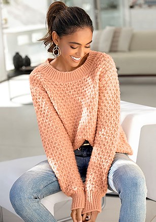 Textured Long Sleeve Sweater product image (X36139.PC.1)
