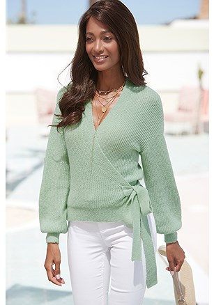 Ribbed Wrap Look Sweater product image (X36144.MINT.1.G)