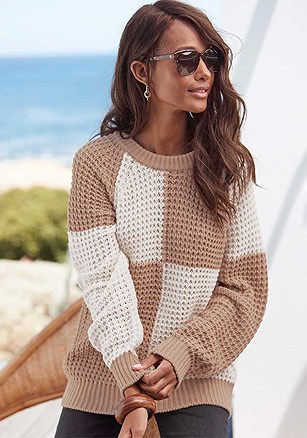 Checkered Knit Sweater product image (X36384.IVCG.1)